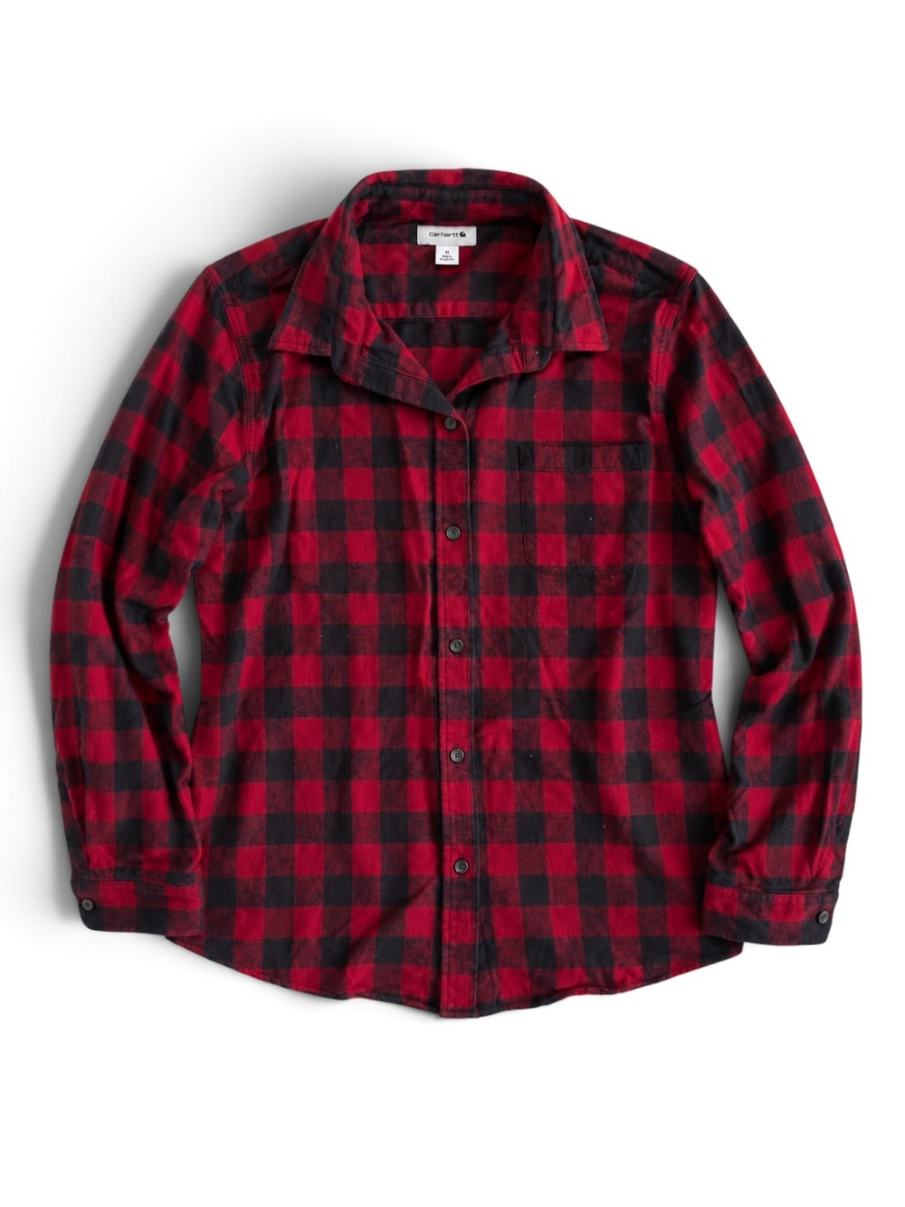 L.L. Bean Buffalo Check Plaid Flannel Shirt Relaxed Fit Red Black XL